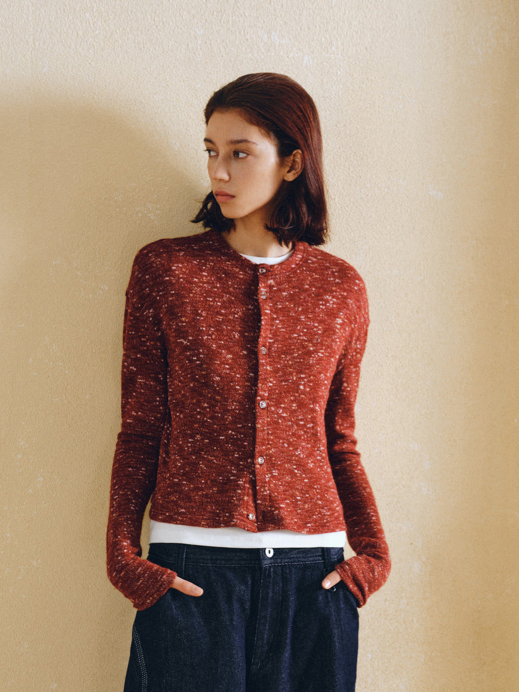 FPA Iridescent Marl Short Cardigan Sweater – Autumn/Winter Long-Sleeve Knit Jacket for Women