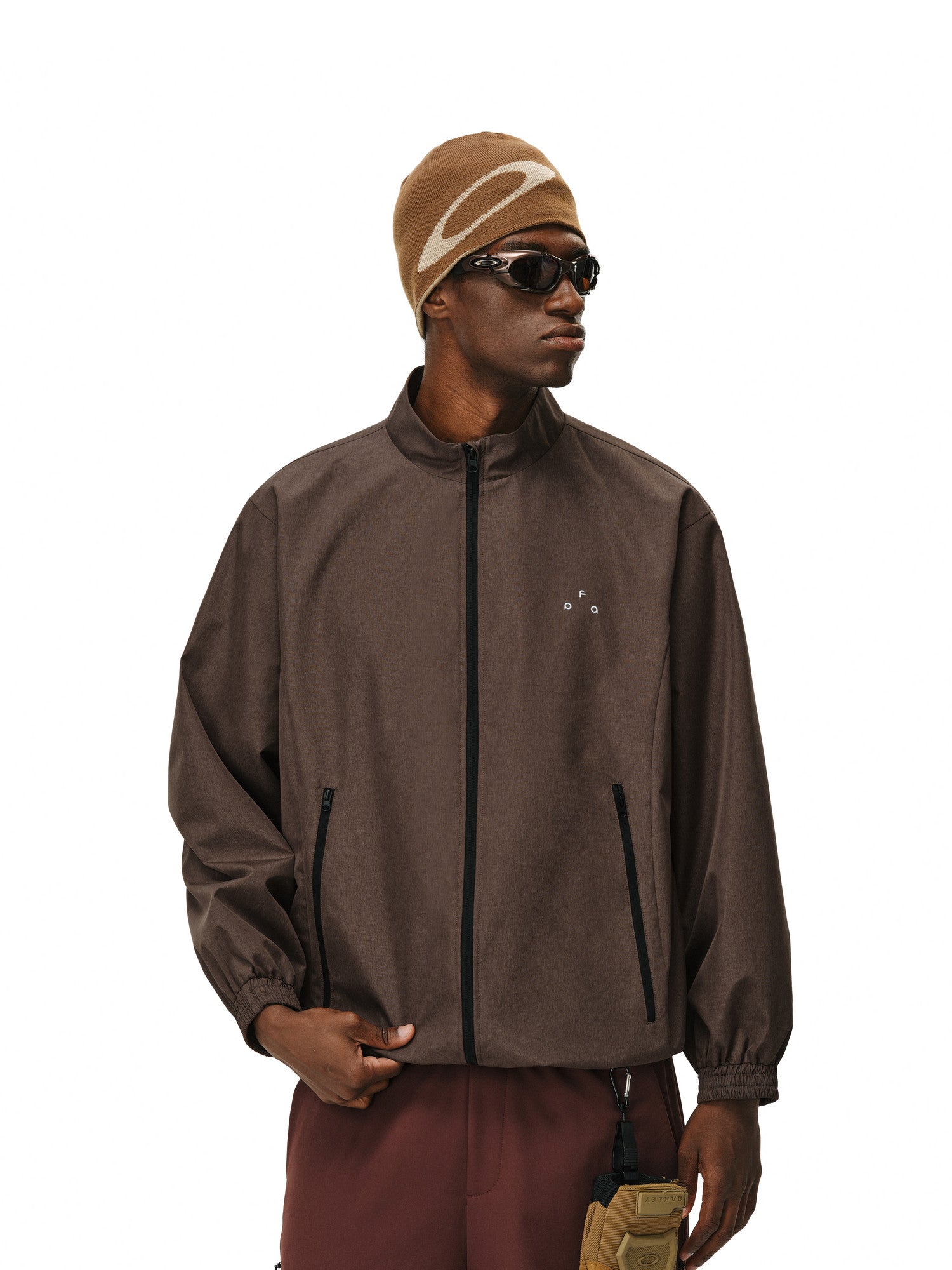 FPA Tree Bark Texture Waterproof Windproof Training Half-Zip Jacket, Autumn Lightweight Basic Outdoor Sports Coat for Men