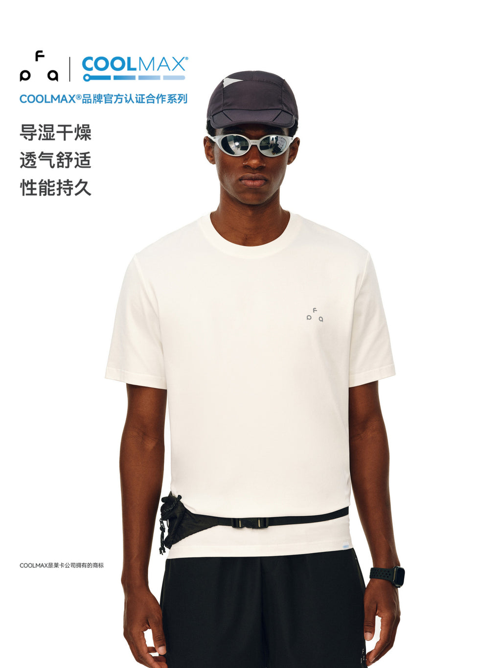 FPA Small Triangle Logo COOLMAX Short Sleeve Summer Casual Premium Basic Logo Couple Round Neck T-Shirt