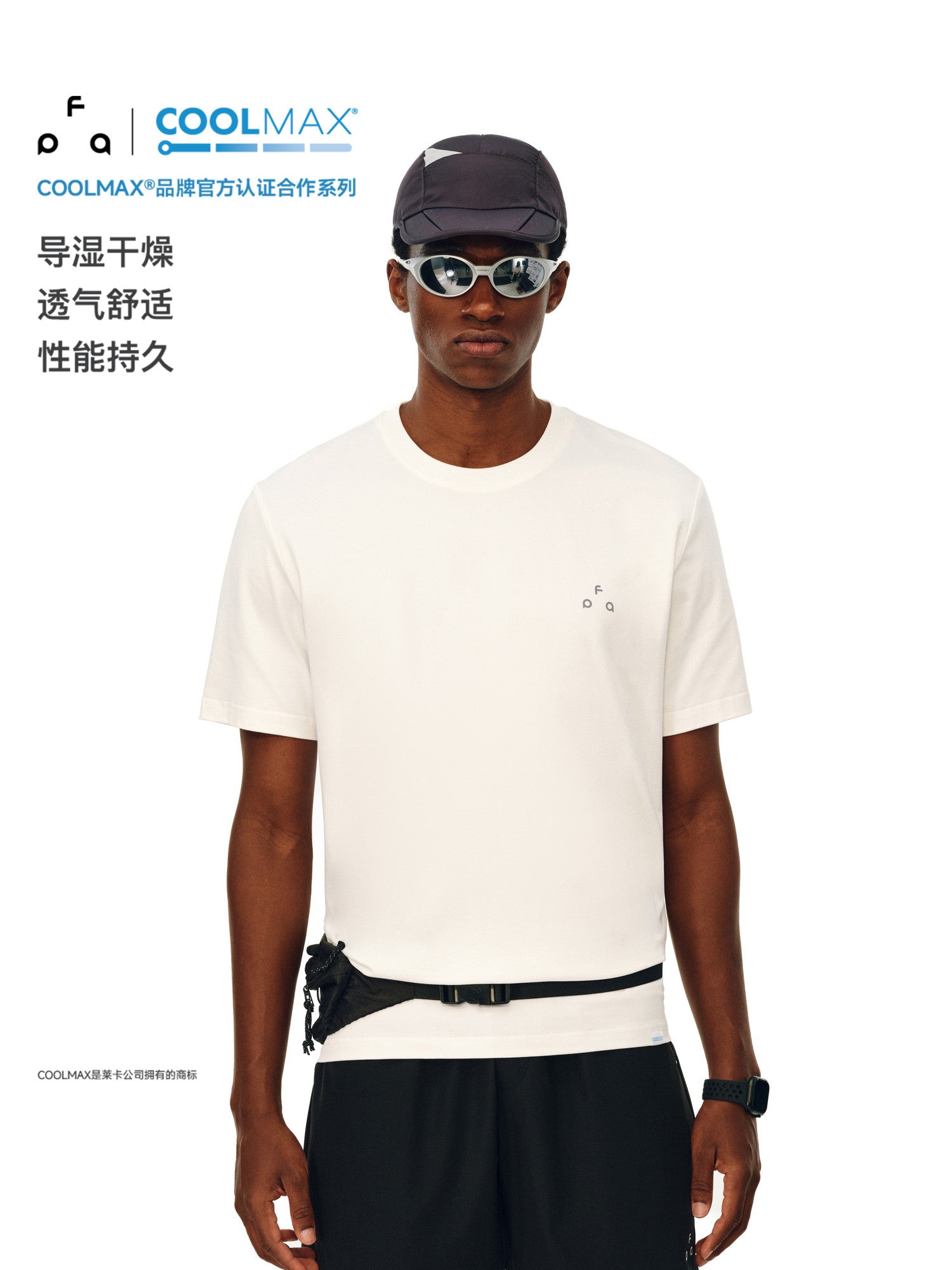 FPA Small Triangle Logo COOLMAX Short Sleeve Summer Casual Premium Basic Logo Couple Round Neck T-Shirt