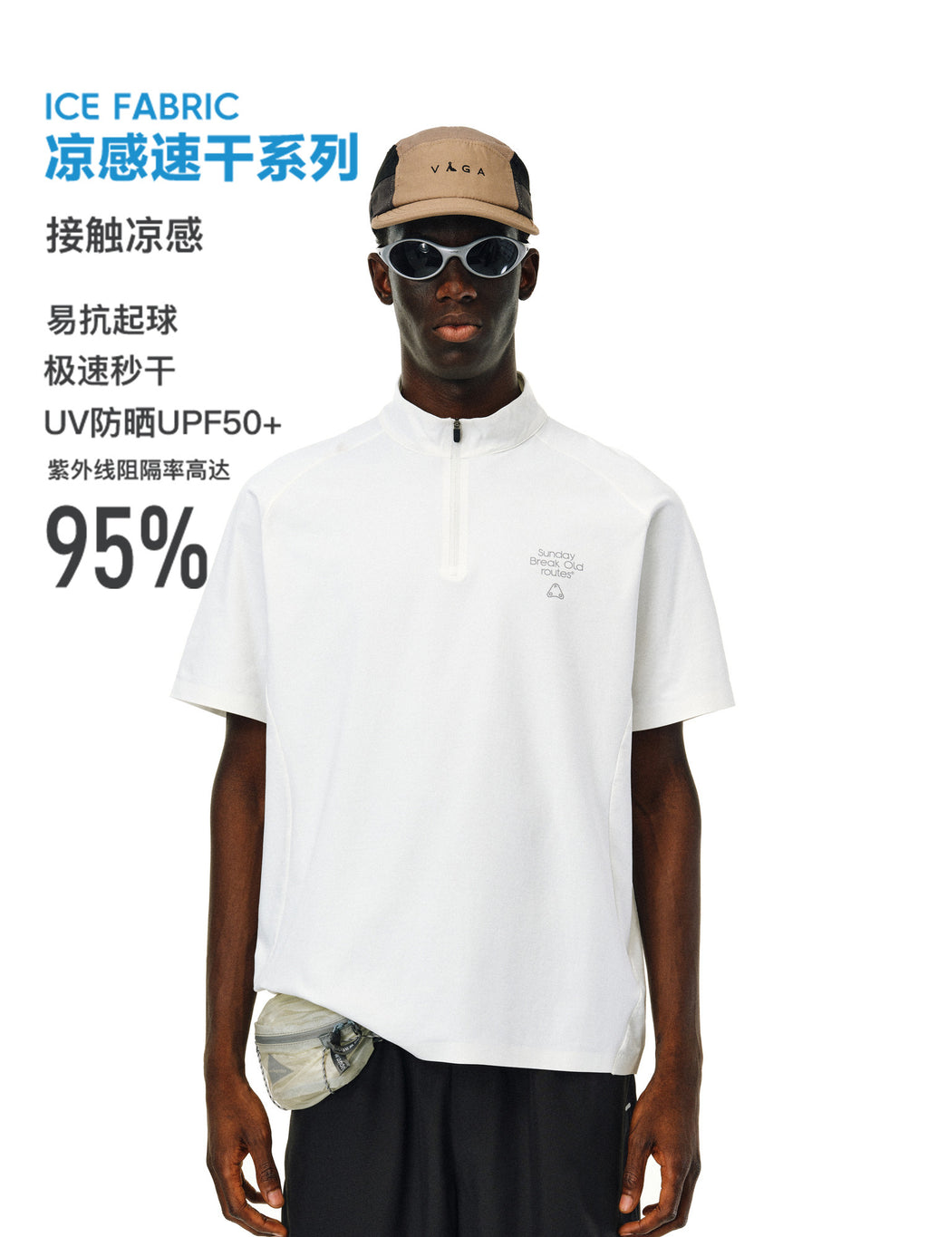 FPA Quick-Dry Cooling UPF50 Half-Zip Cycling Jersey - National Trend Outdoor Summer Half High Collar Short Sleeve T-Shirt