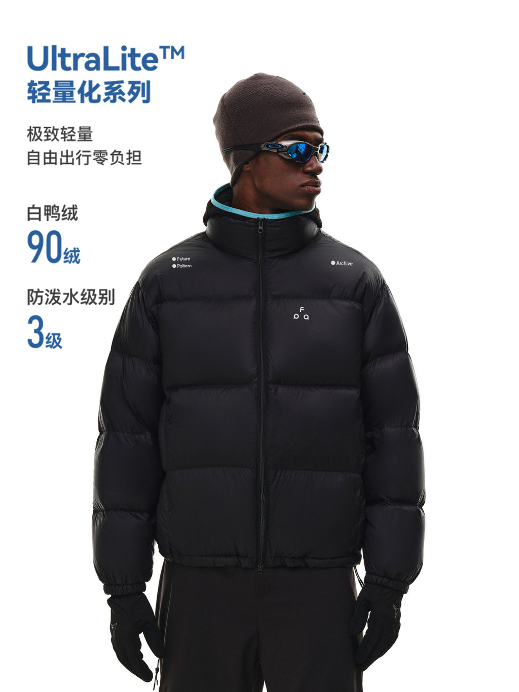 FPA Triangle Logo Sports Pattern Down Jacket Winter Stand Collar Short Warm Thick Couple Down Coat