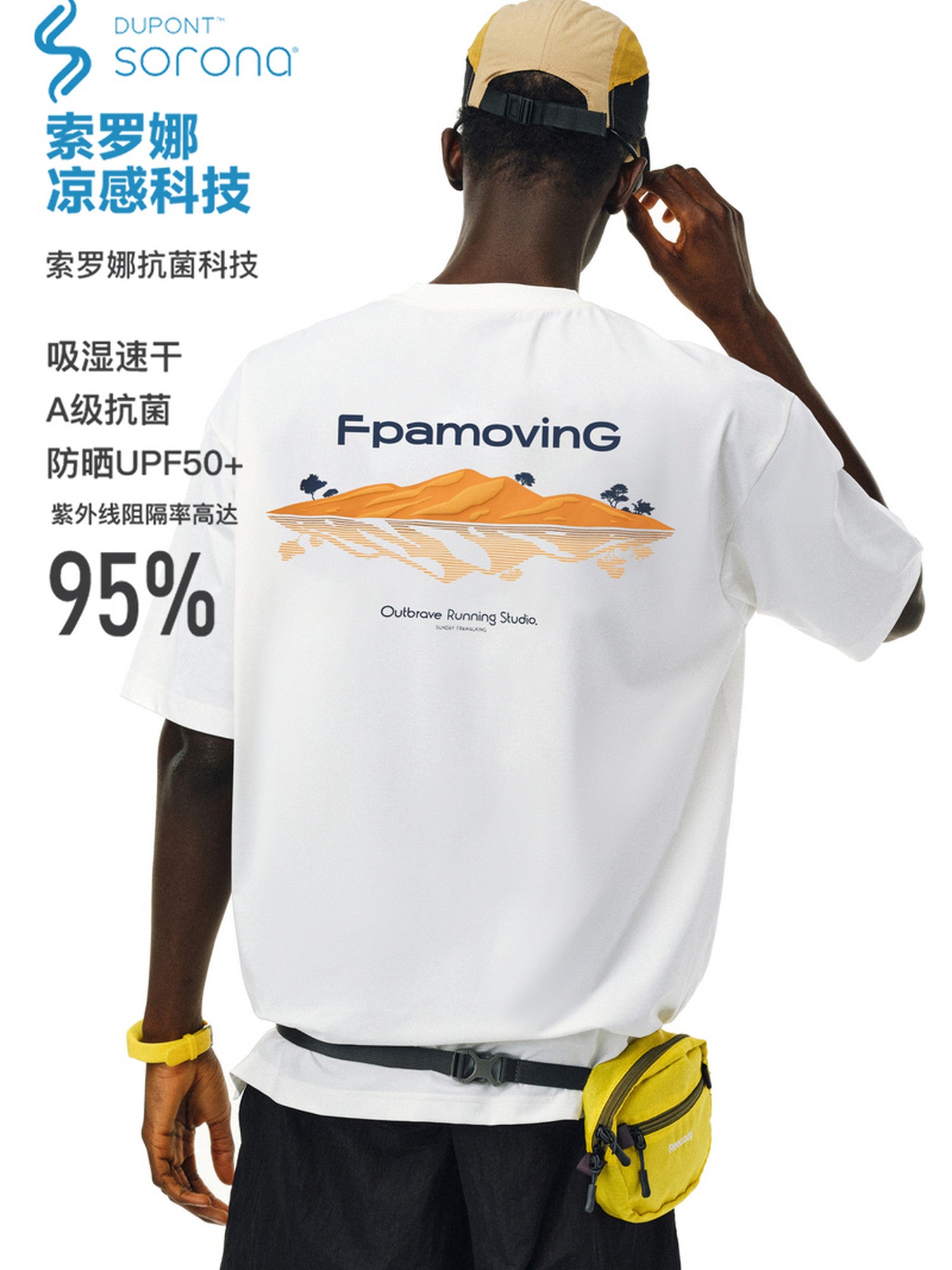 FPA Moisture-Wicking Quick-Dry Antibacterial Cool-Touch Sun-Protection Printed Sports Short Sleeve T-Shirt, Chinese Trend Loose Fit Couple Round Neck Tee