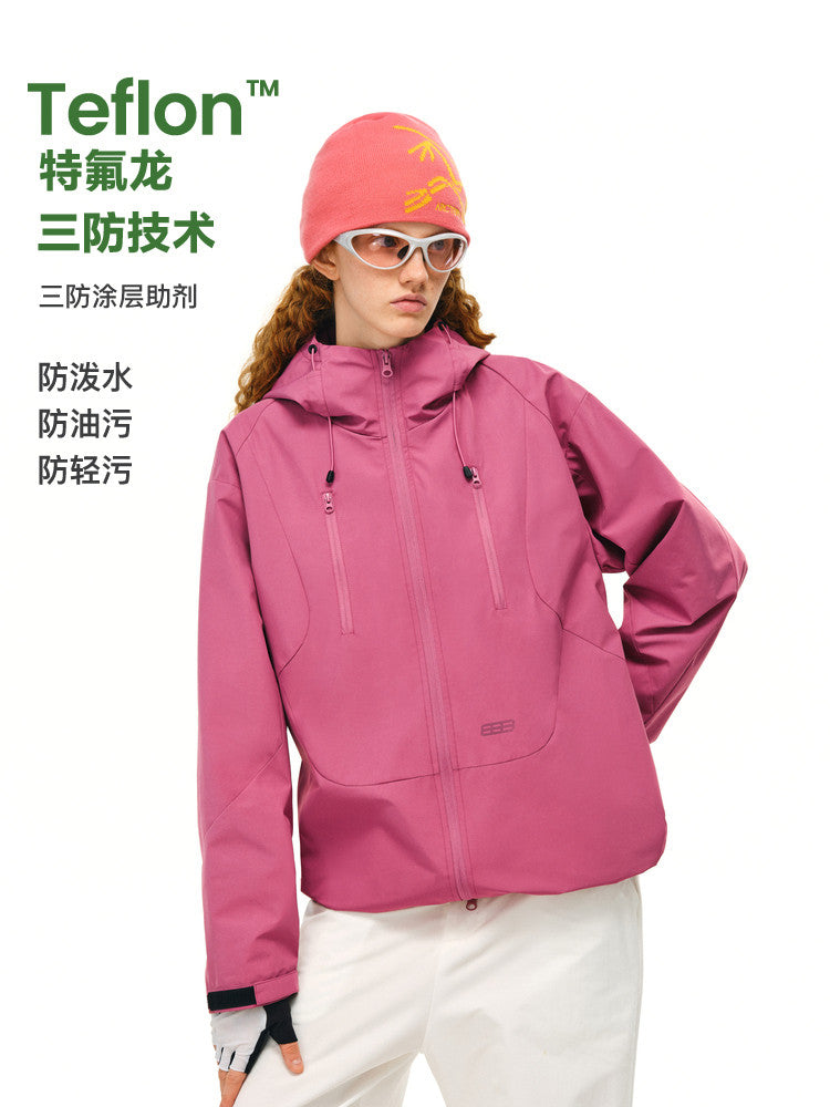 FPA Double-Zip Hooded Structured Shell Jacket – Chinese Streetwear Outdoor Windbreaker for Couples