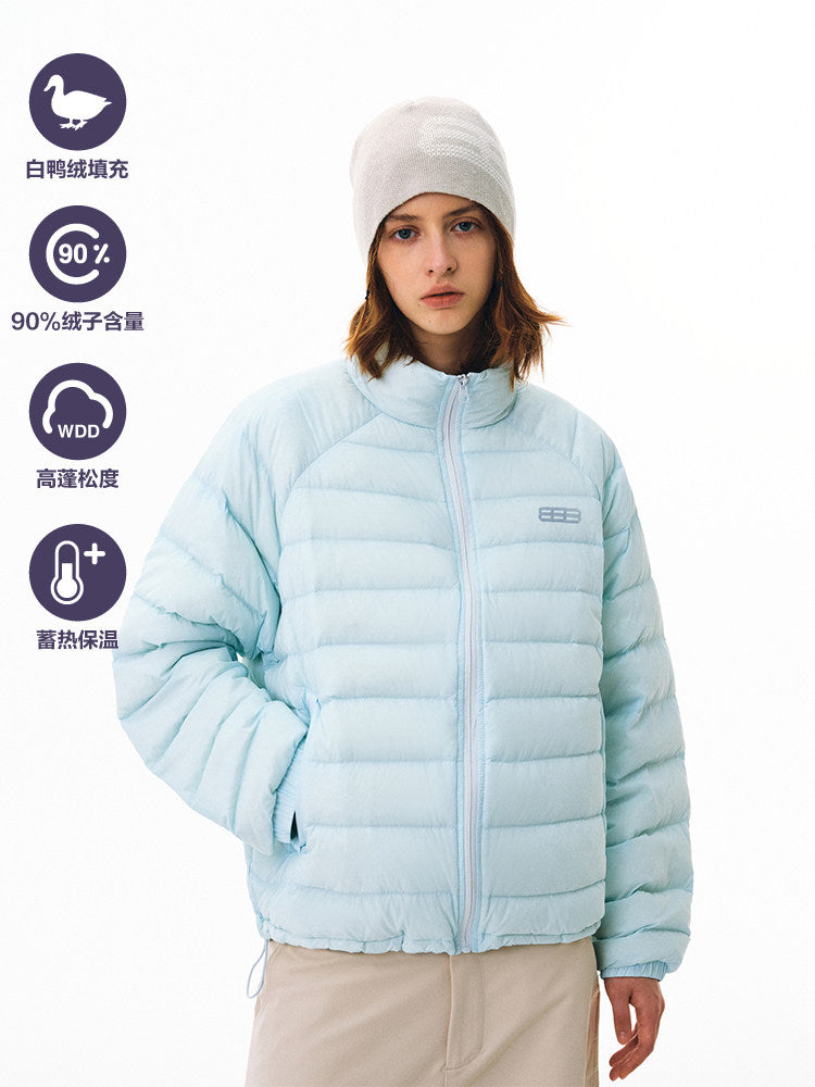 FPA Cocoon Lightweight Short Down Jacket for Autumn/Winter, Couple Loose Stand Collar Warm Chinese Streetwear Trend Down Coat