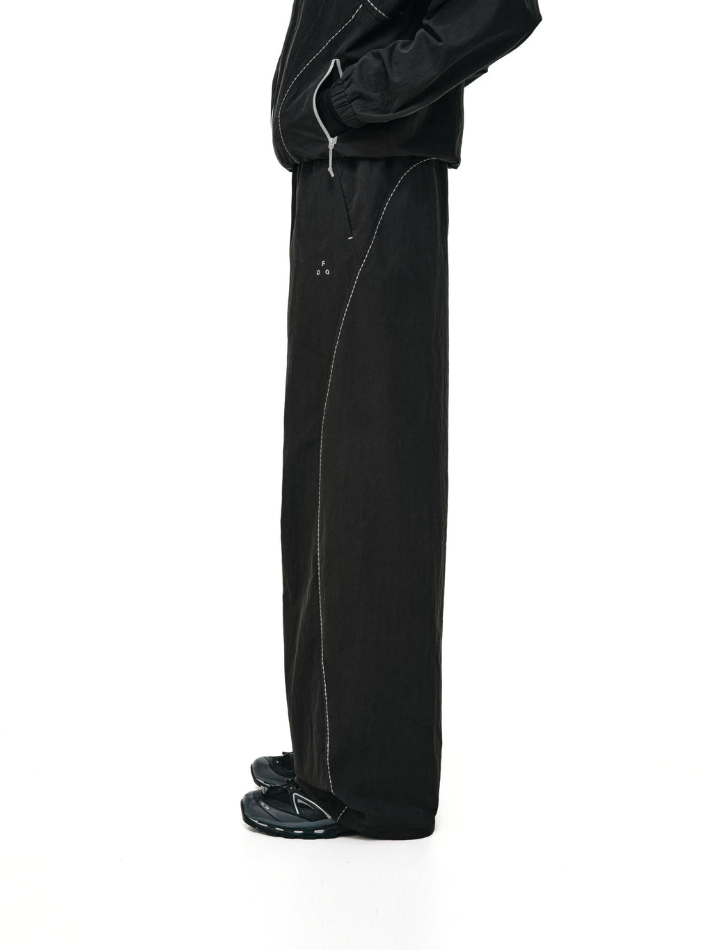 FPA Cotton-Nylon Casual Straight-Leg Pants with Rice-Grain Embroidery - 2026 Fall New Arrival, Contrast Color Couple Drawstring Loose Pants for Men
