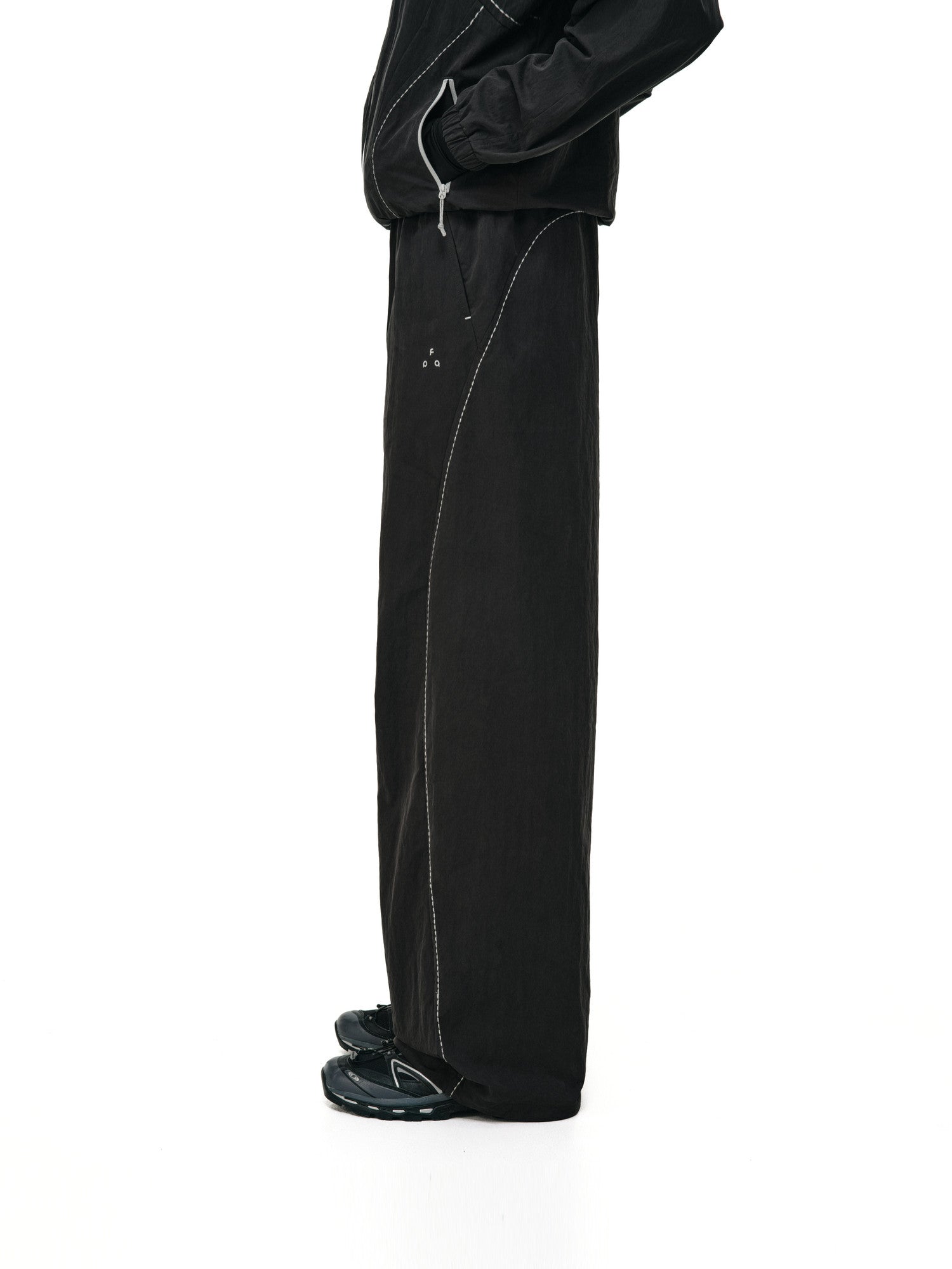 FPA Cotton-Nylon Casual Straight-Leg Pants with Rice-Grain Embroidery - 2026 Fall New Arrival, Contrast Color Couple Drawstring Loose Pants for Men