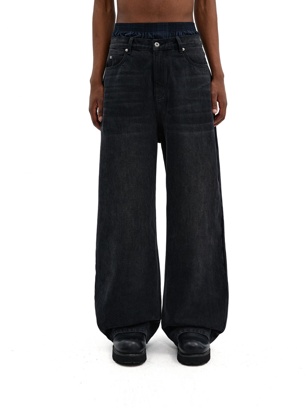 FPA Loose Wide-Leg Jeans (Washed Black) 2024 New Chinese Streetwear Trendy Long Pants for Men