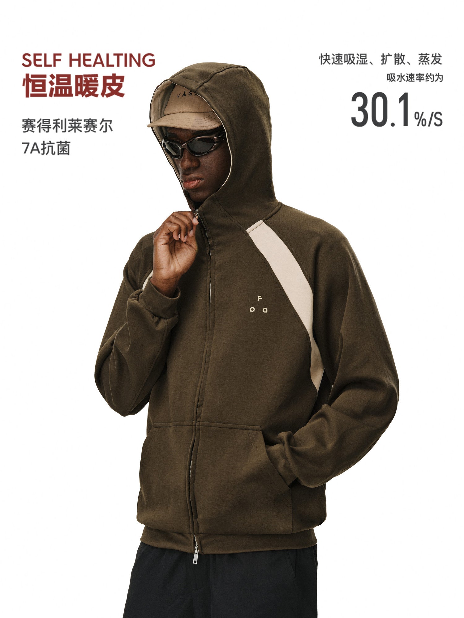 FPA Warm Thermo 7A Antibacterial Quick-Dry Lyocell Air Layer Jacket - Autumn/Winter Casual Retro Zip Hoodie