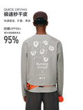 FPA Cationic Waffle Antimicrobial Quick-Dry 3M Reflective Print Nature-Inspired Sports T-Shirt Autumn Crew Neck Long Sleeve
