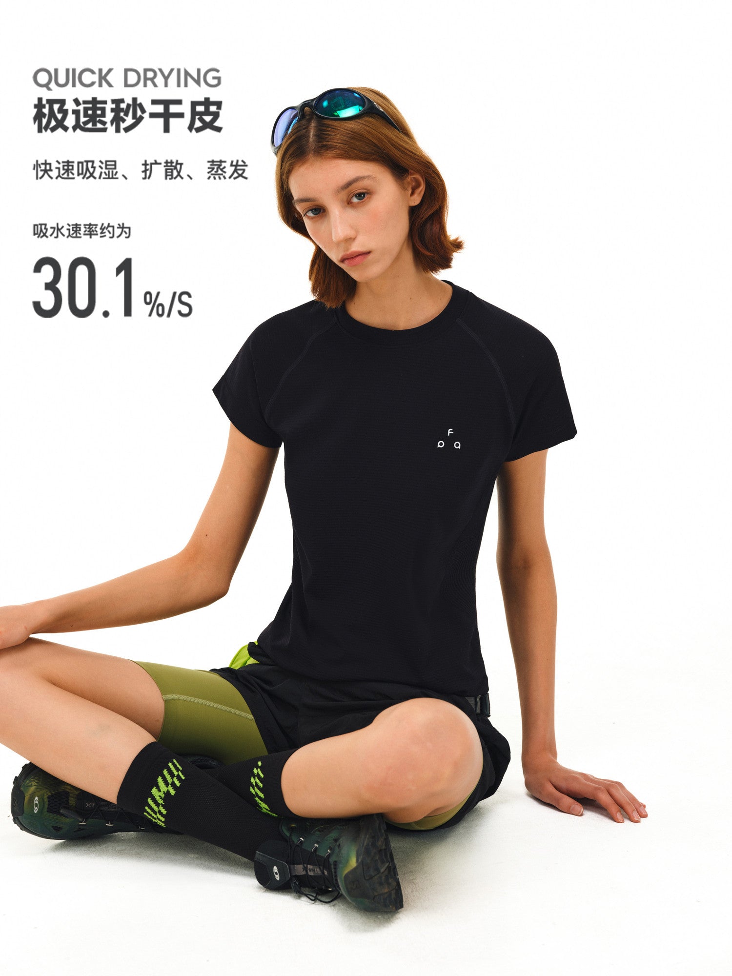 FPA Seamless Athletic Outdoor T-Shirt for Women - Summer Basic Round Neck Slim Fit Short Sleeve in Black and White