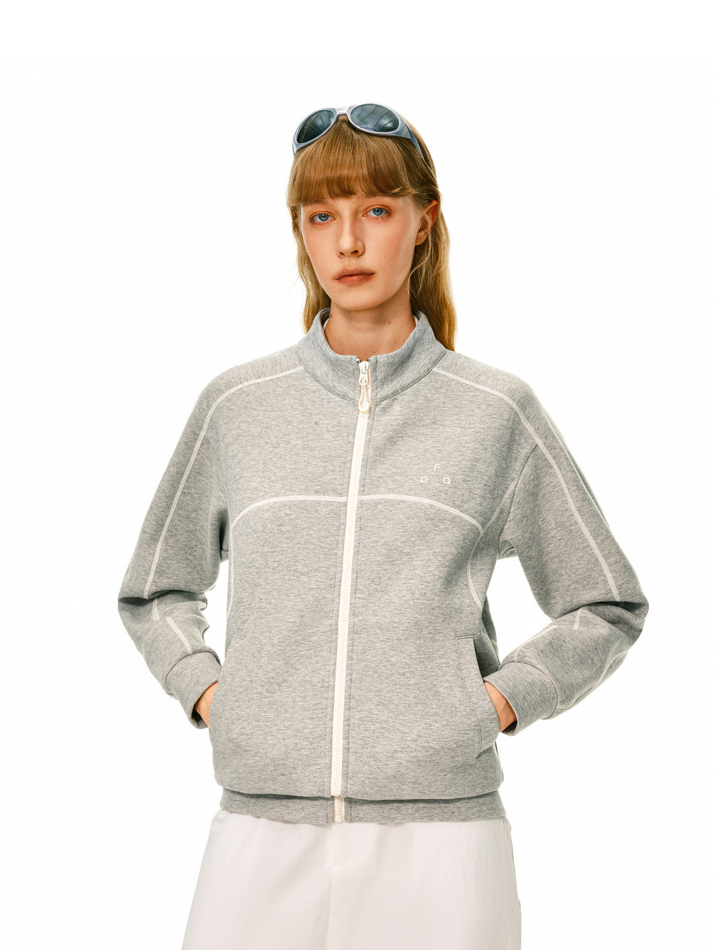 FPA Color-Block Contrast Stitching Air Layer Zip-Up Hoodie - Autumn Couple Casual Stand Collar Jacket