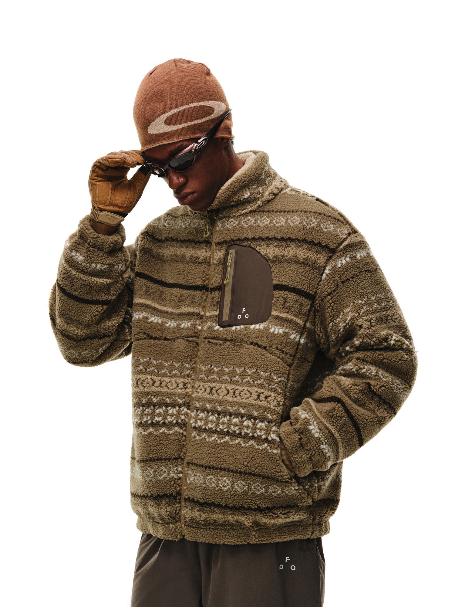 FPA Lambswool Collar Fair Isle Ethnic Style Herringbone 3M Cotton Jacket 2026 New Casual Retro Cotton Coat