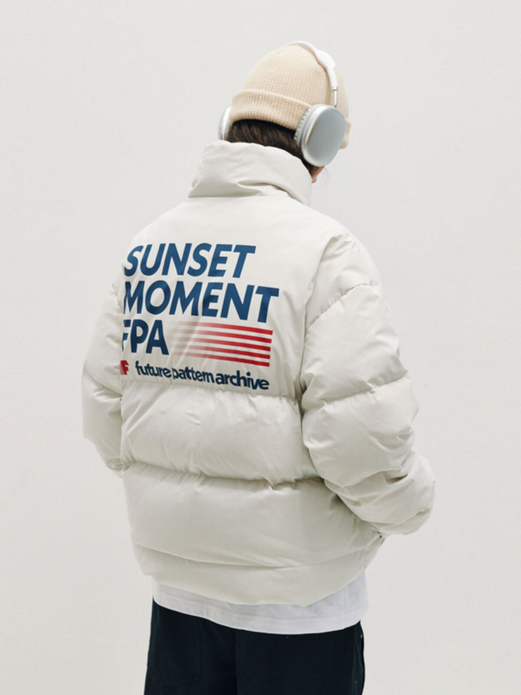 FPA Gradient Print Down Jacket - Chinese Streetwear Trend, Loose Fit, Winter Thickened, Stand Collar, Unisex Coat