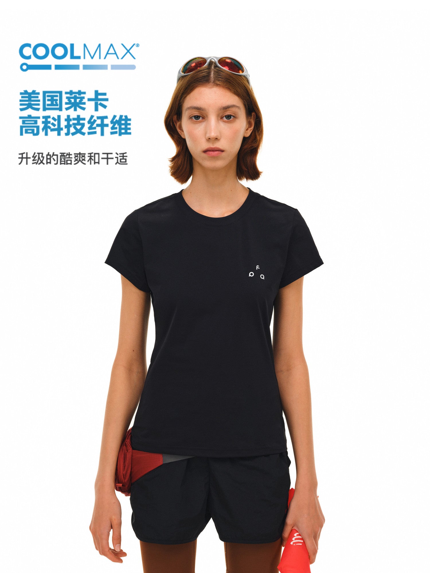 FPA Women's Quick-Dry Basic Short Sleeve T-Shirt for Summer, Moisture-Wicking, Outdoor Sports, Running, Fitness, Slim Fit, Black