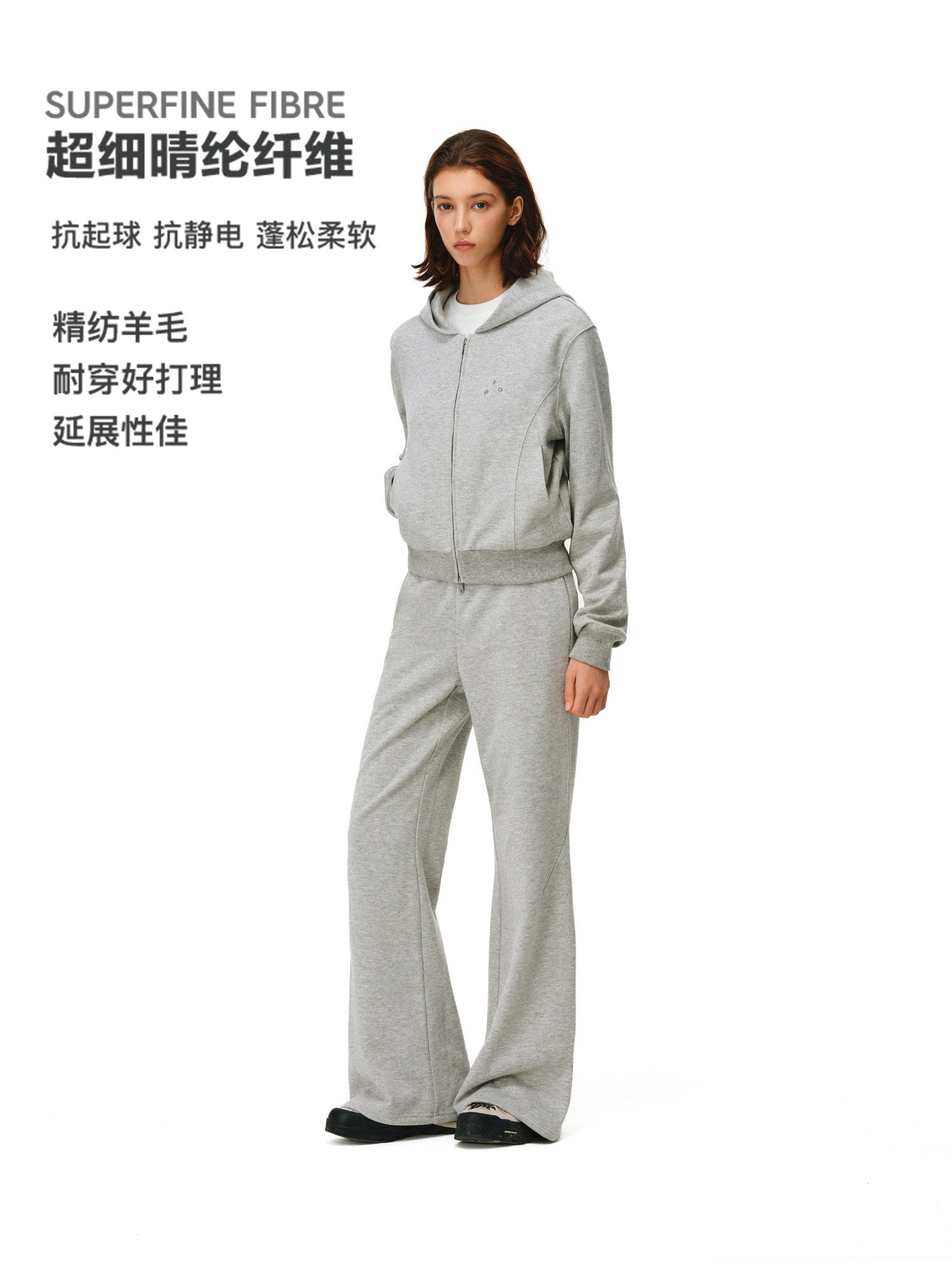 FPA Double Zipper Hooded Cropped Fleece Sweatshirt