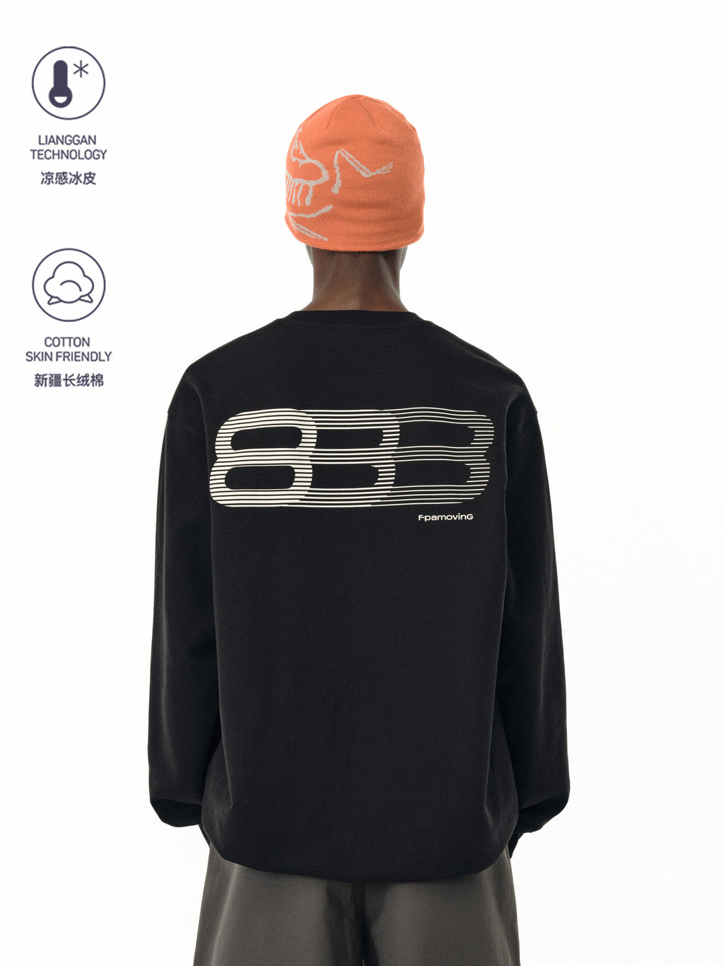FPA Ice-Feel Long-Sleeve Oversized Logo T-Shirt – Cotton Blend, Unisex Couple Style, Spring