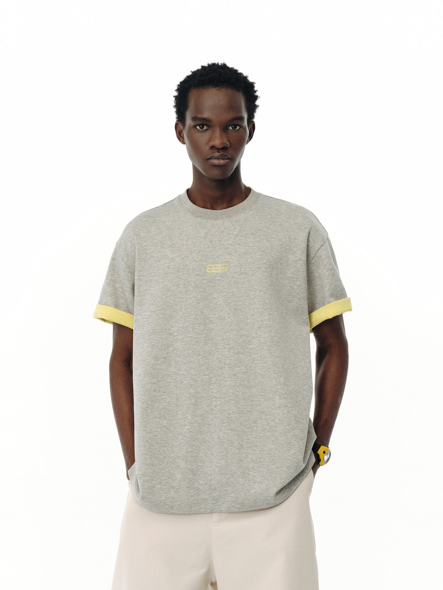 FPA Two-Tone Reversible Sleeve Sports Short Sleeve T-Shirt, Retro Chinese Style, Round Neck, Relaxed Fit, Summer Unisex Tee