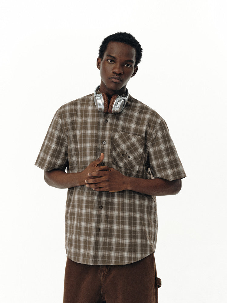 FPA Classic Plaid Short-Sleeve Shirt – American Retro Check Pattern, Loose Fit Summer Casual Shirt