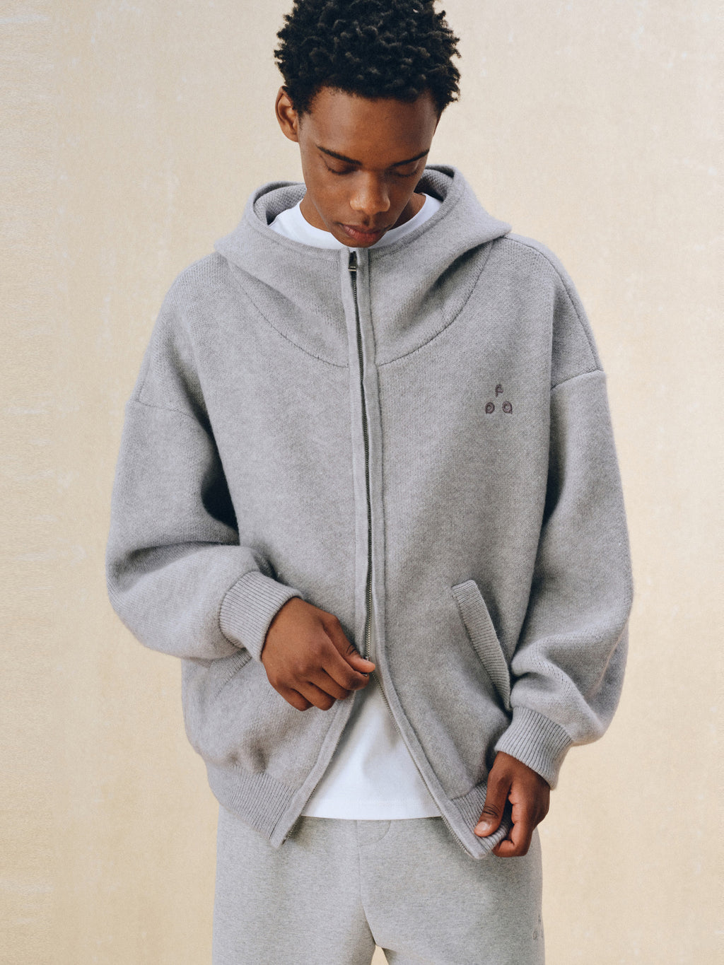 FPA Windproof Basic Relaxed Hooded Sweatshirt - Autumn Loose Retro Unisex Knit Hoodie Jacket
