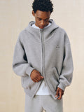 FPA Windproof Basic Relaxed Hooded Sweatshirt - Autumn Loose Retro Unisex Knit Hoodie Jacket