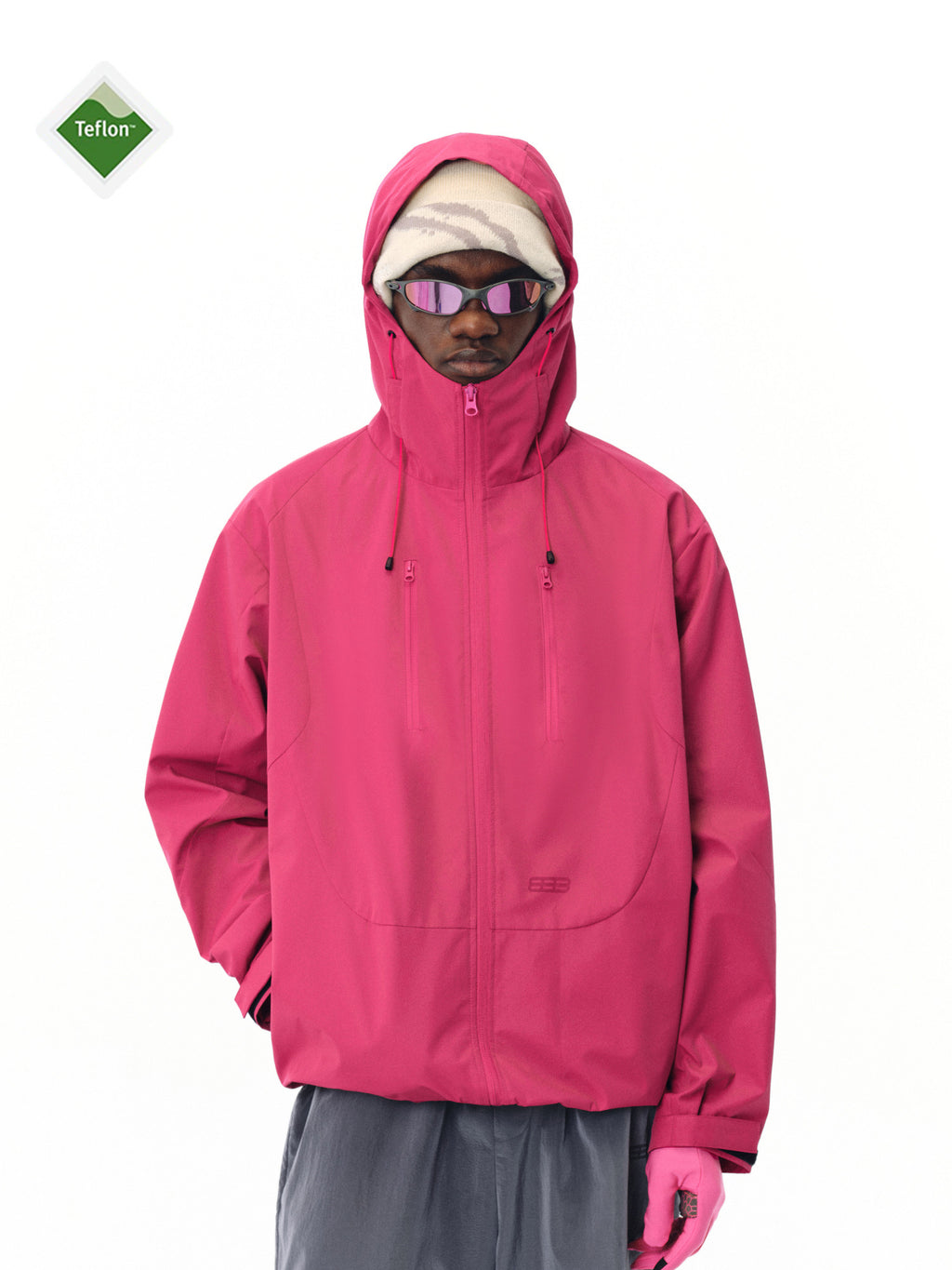 FPA Double-Zip Hooded 3D-Structured Shell Jacket for Outdoor Sports, Windproof