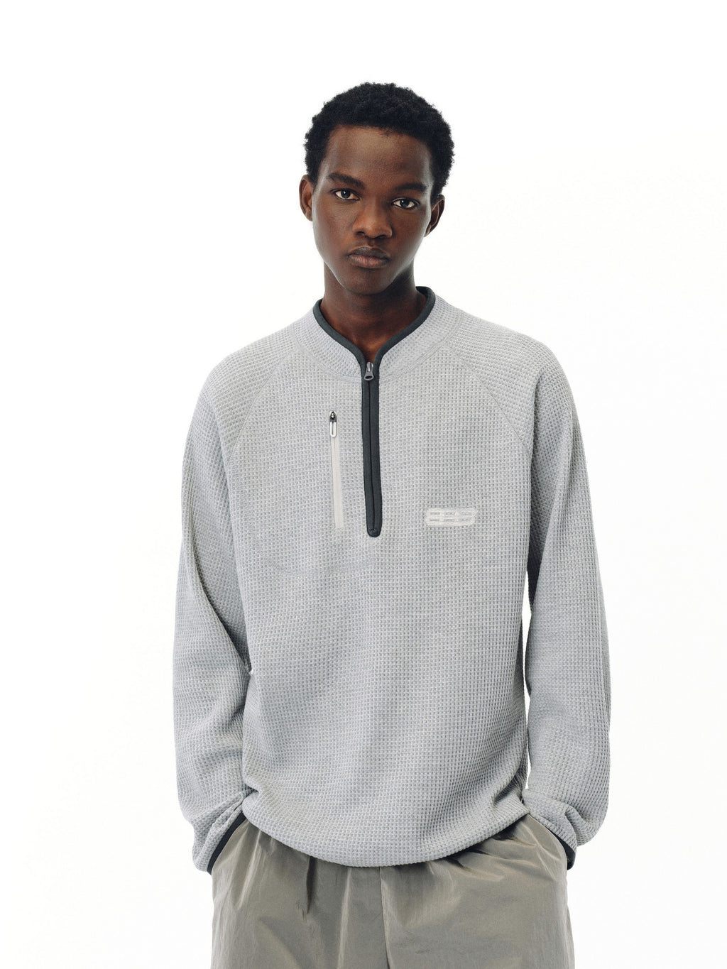 FPA Sports Waffle Cotton Half-Zip Long Sleeve Spring/Fall Loose Casual Unisex National Trend T-Shirt