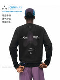 FPA Polka Dot Mountain Print Athletic T-Shirt - Outdoor Quick-Dry Breathable Crew Neck Fitness Casual Long Sleeve for Men