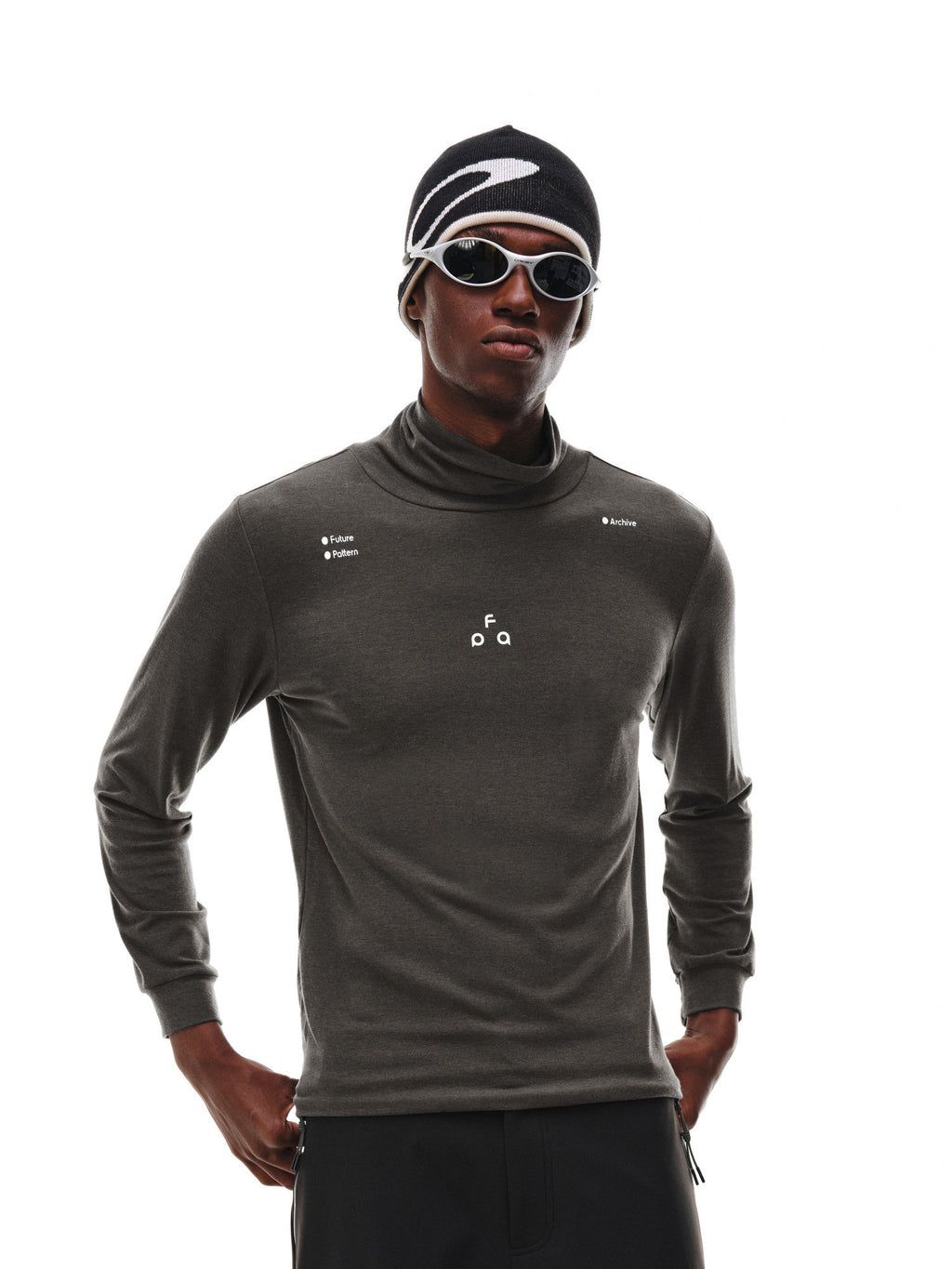 FPA Wool High Neck Base Layer Long Sleeve with Triangle Logo - Spring/Fall Basic Logo Fitted Athletic Undershirt for Men
