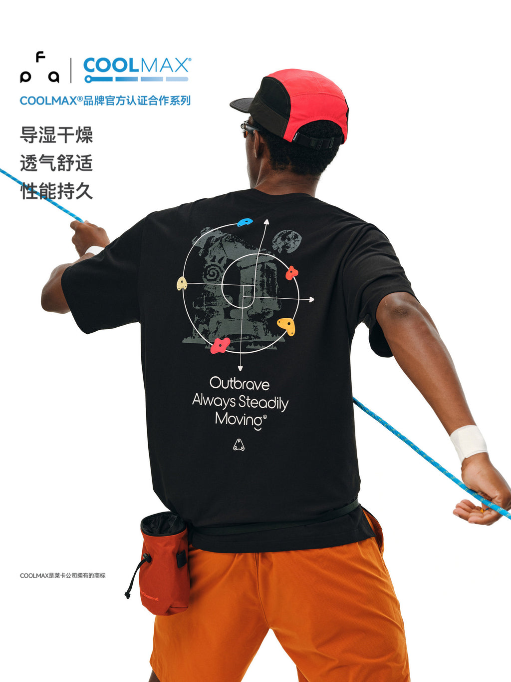 FPA COOLMAX Quick-Dry Lyocell Climbing Sports Printed Short Sleeve T-Shirt, Summer Cool-Touch Breathable Couple Tee for Men