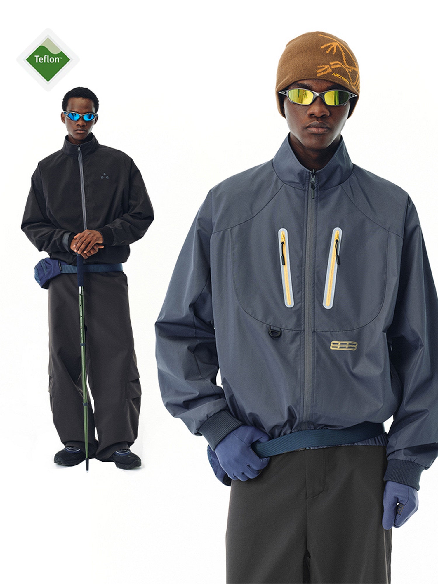 FPA Teflon Water-Repellent Windproof Reversible Shell Jacket - American Style Loose Fit Spring Outerwear for Men and Women