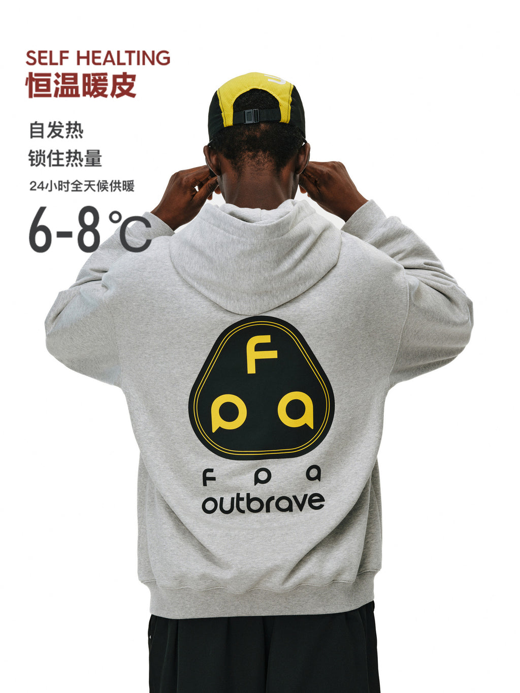 FPA Warm Fleece Hooded Sweatshirt for Men and Women – Loose Fit, Heavyweight, Unisex Logo Streetwear for Spring and Autumn