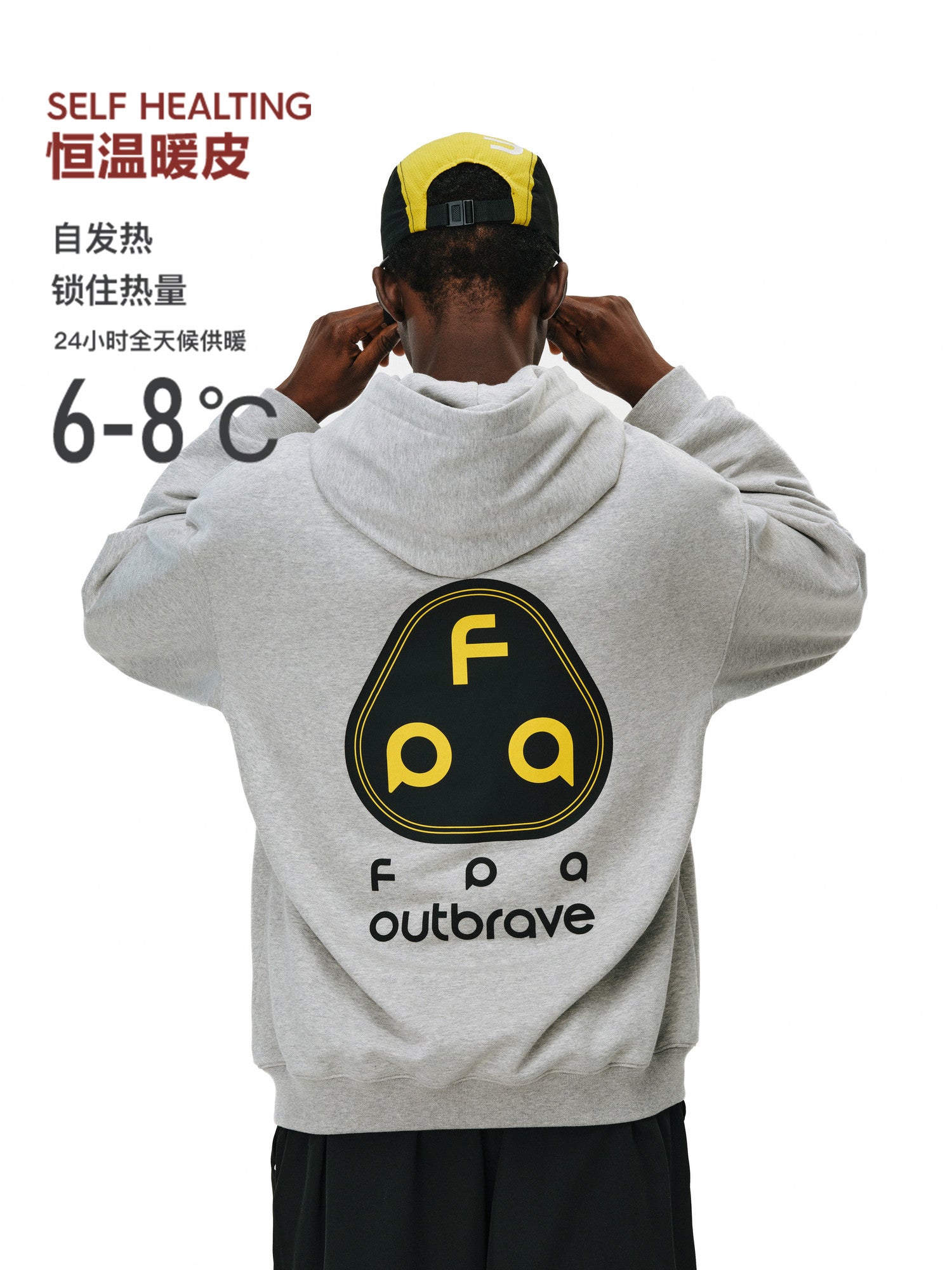 FPA Warm Fleece Hooded Sweatshirt for Men and Women – Loose Fit, Heavyweight, Unisex Logo Streetwear for Spring and Autumn
