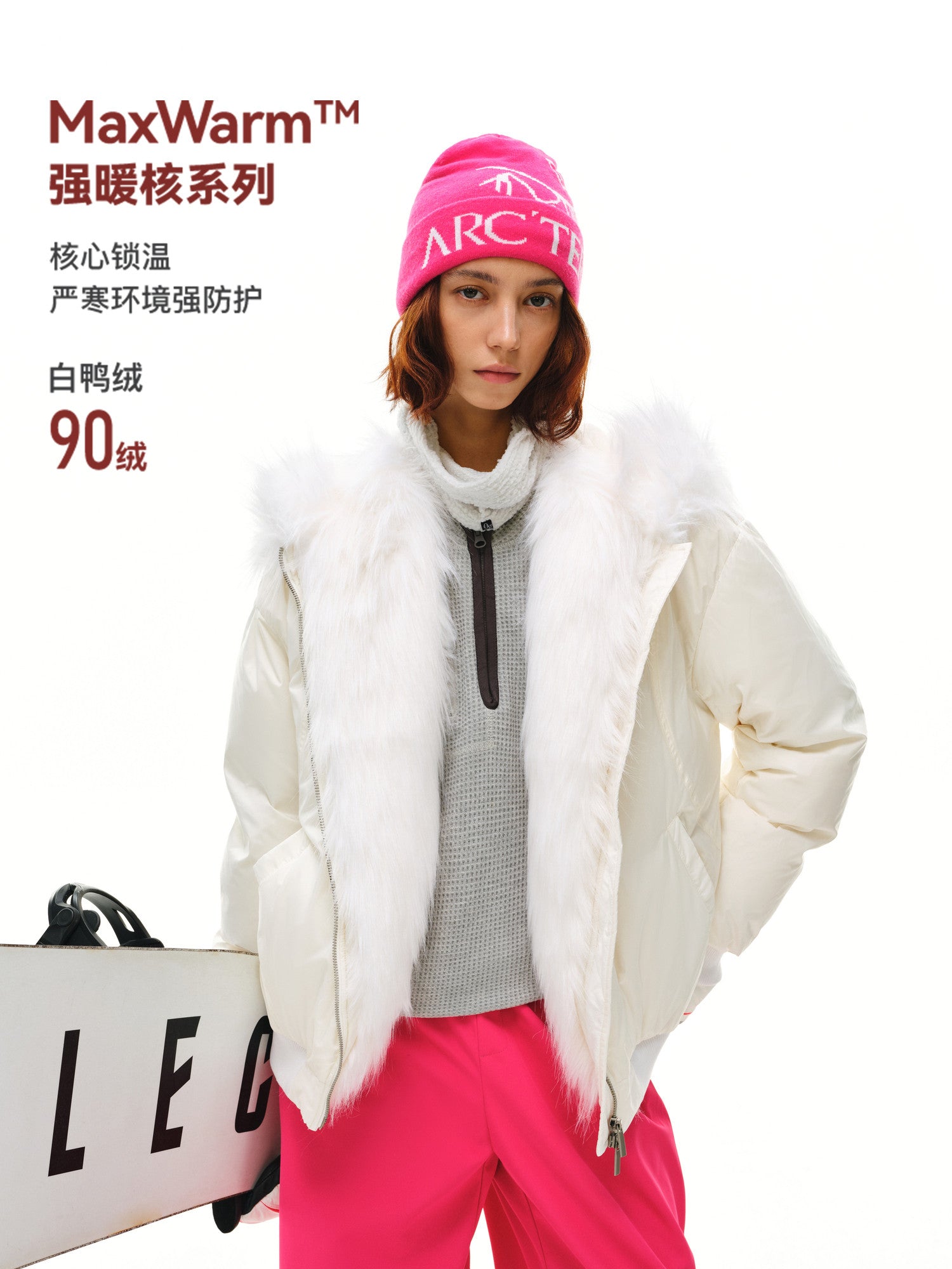 FPA Faux Fur Collar Short Down Jacket with Hood for Women 2026 New Winter Style Premium Warm Down Coat