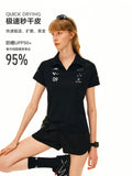 FPA Racing Pattern Short-Sleeve Polo Shirt Women's Outdoor Sports V-Neck Slim Fit Quick-Dry Collared Tee