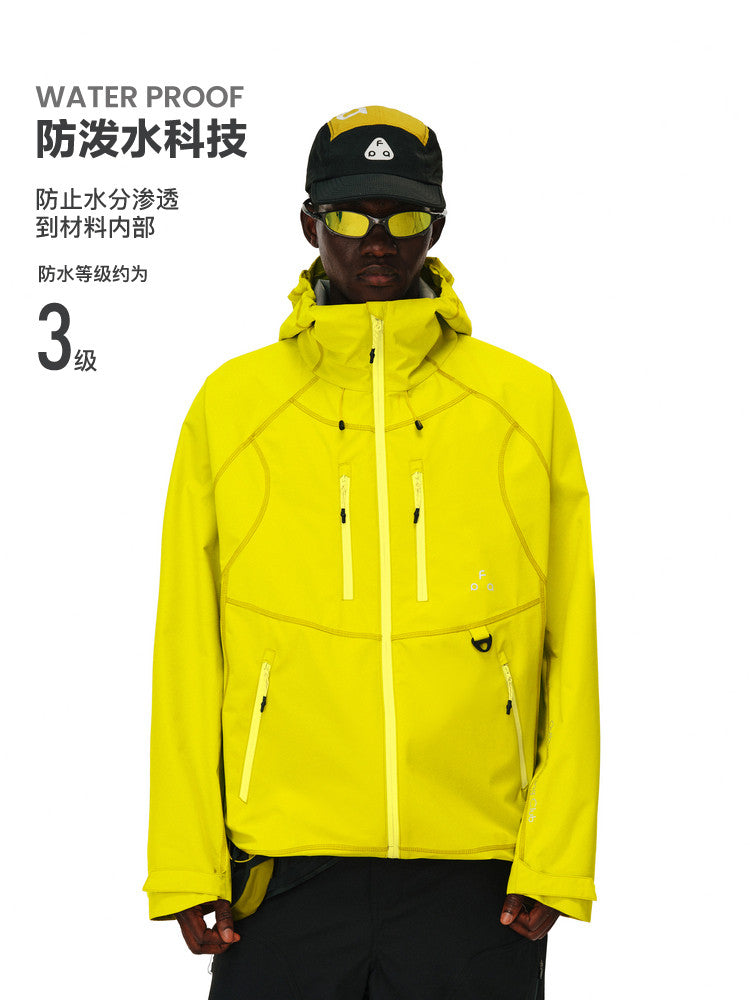 FPA Hasso Thread Contrast Zipper Waterproof Windbreaker Jacket – Unisex Loose-Fit Sports Coat