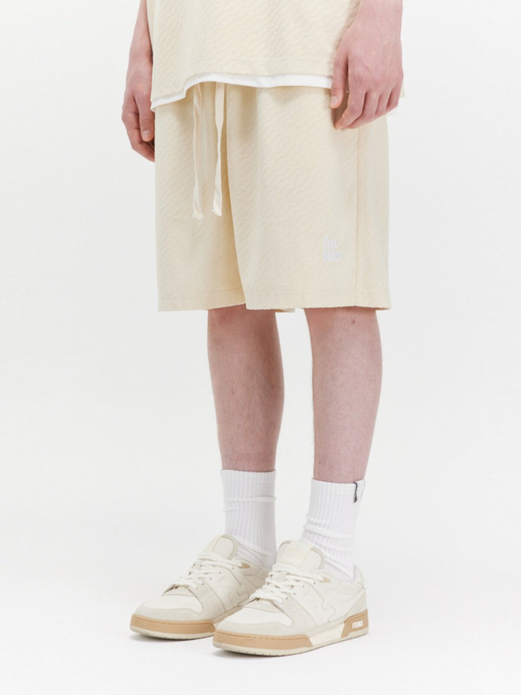 FPA Brushed Twill Textured Embroidered Shorts Summer Chinese Street Style Loose Casual Straight-Leg Mid-Length Shorts