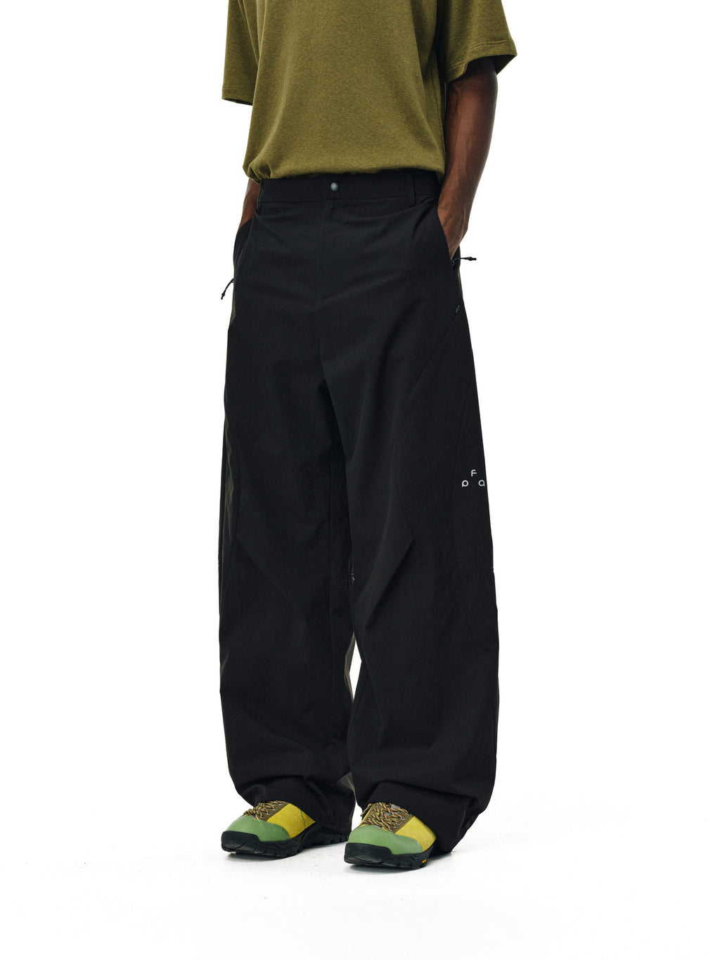 FPA Outdoor Structured Pleated Long Pants - Chinese Streetwear Loose Fit Summer Black Sports Casual Trousers