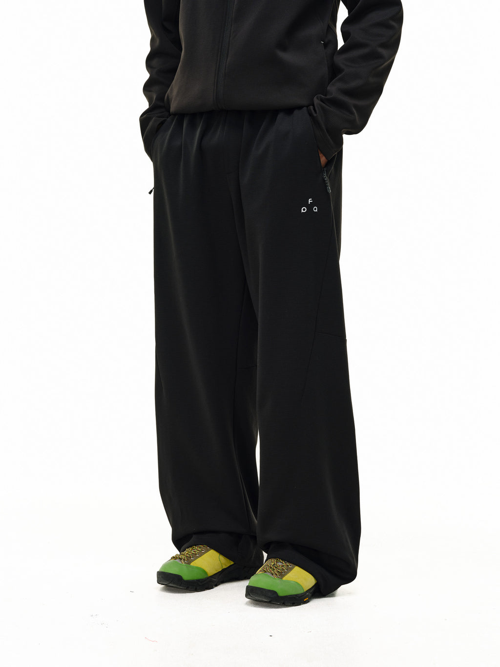 FPA Men's Lightweight Textured Knit Jogger Pants for Outdoor Running, Spring Loose Fit Casual Black Sweatpants