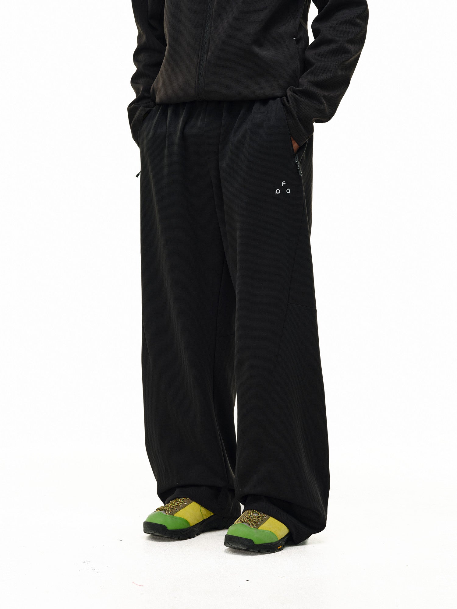 FPA Men's Lightweight Textured Knit Jogger Pants for Outdoor Running, Spring Loose Fit Casual Black Sweatpants
