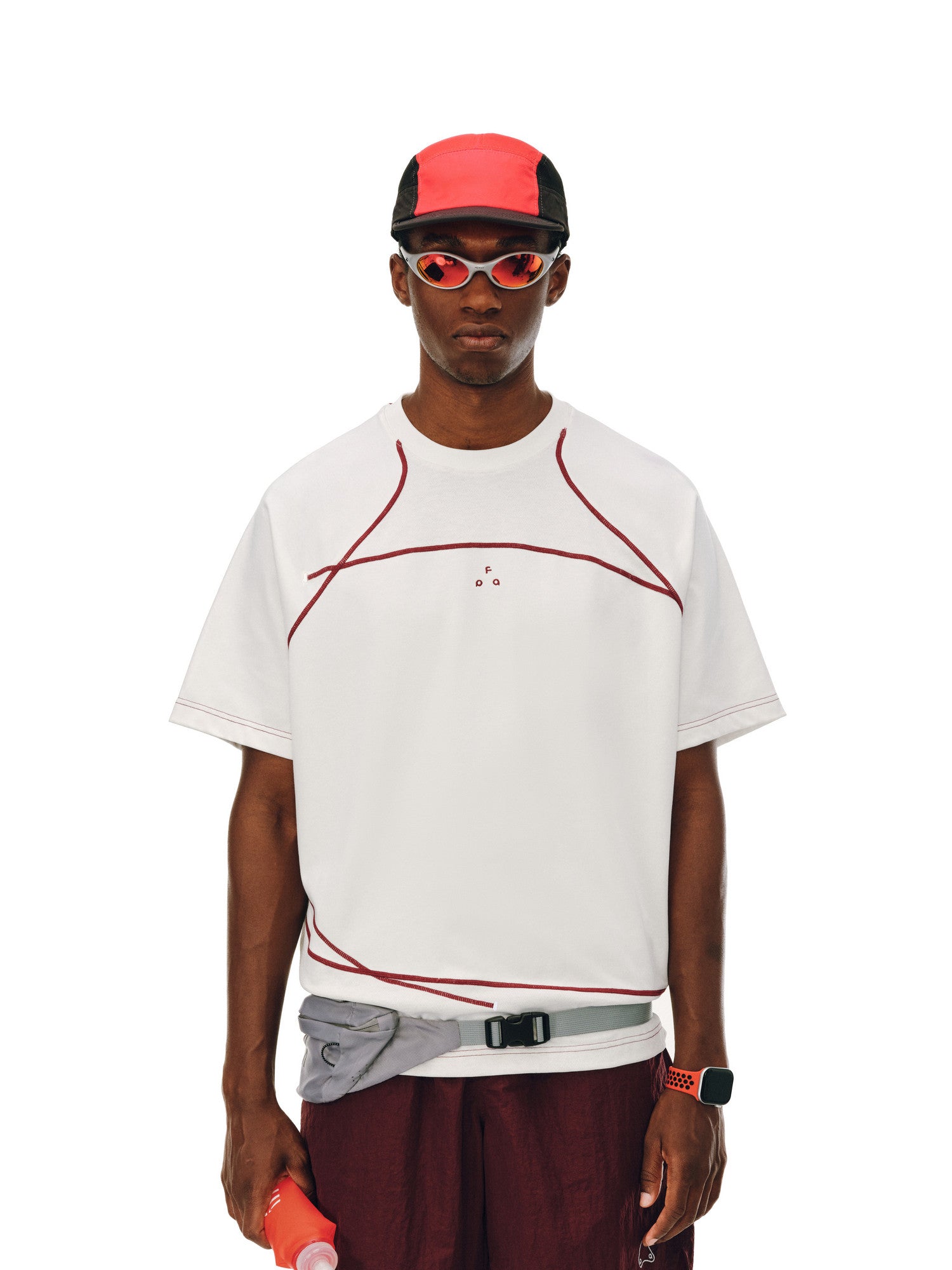 FPA Patchwork Contrast Texture Casual Short-Sleeve T-Shirt, Basic Logo Couple Style, Crew Neck, Summer Short Sleeve Men
