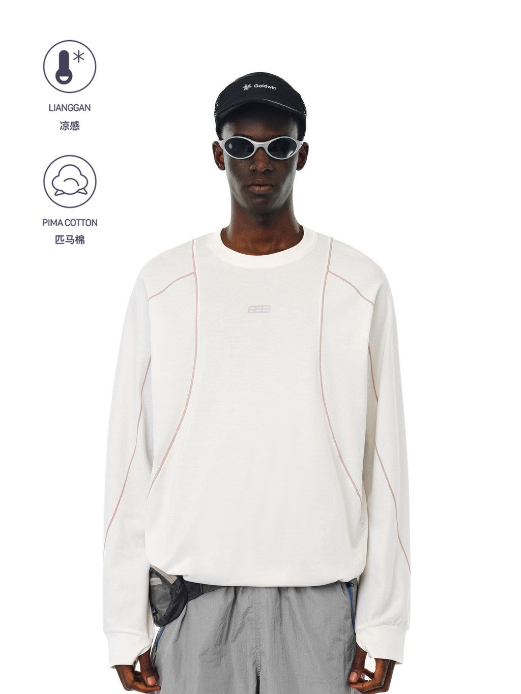 FPA Athletic Pima Cotton Cool-Touch Hassu Long-Sleeve T-Shirt for Spring and Autumn, Chinese Streetwear, Loose-Fitting, Casual, Versatile, Crew Neck, Couple Tee