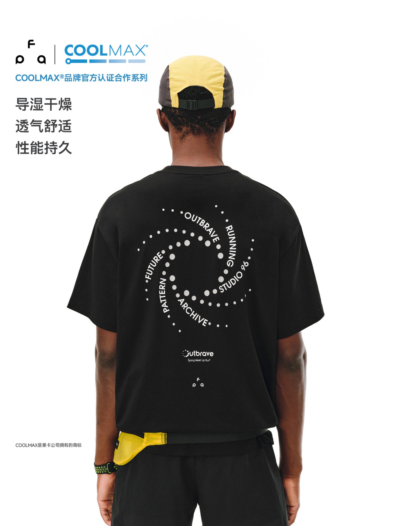 FPA Polka Dot Slogan COOLMAX Sports Short Sleeve T-Shirt - Summer Outdoor Quick-Dry Crew Neck Casual Couple Tee for Men