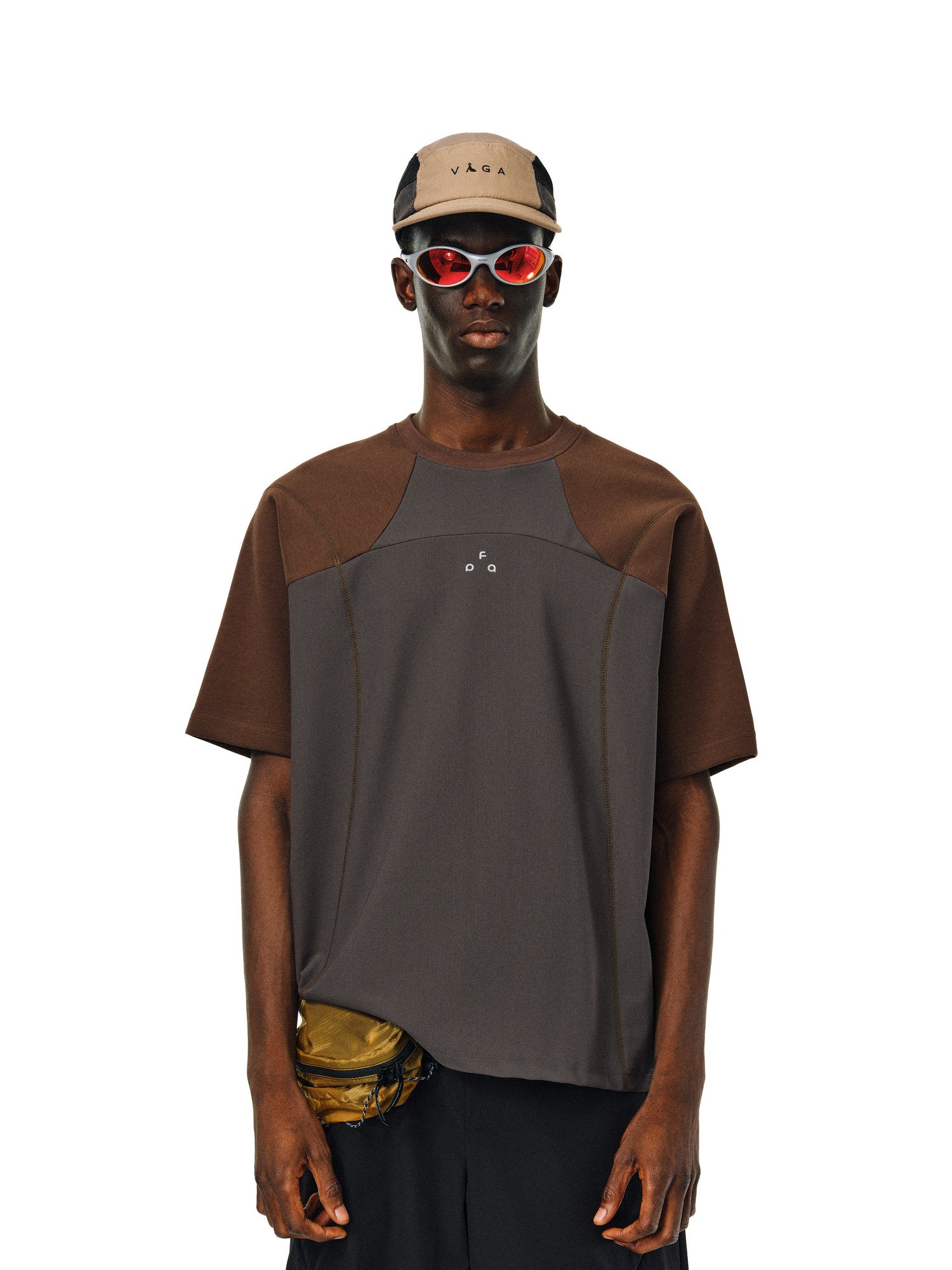 FPA Cool-Touch Liquid Patchwork Plaid Knit Short Sleeve T-Shirt - Chinese Streetwear Summer American Retro Crew Neck Contrast Color Tee