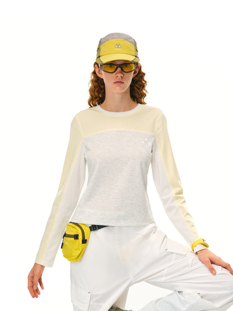 FPA Paneled Contrast Quick-Dry Long-Sleeve Sports Tee 2026 New National-Chic Autumn Casual Round Neck Women's T-Shirt
