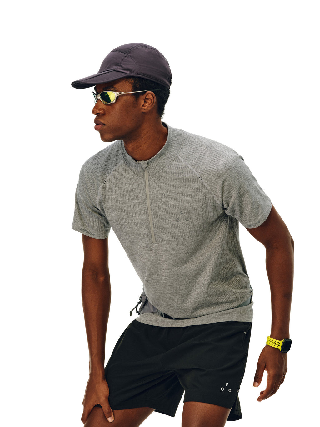 FPA Athletic Seamless Half-Zip Short Sleeve T-Shirt for Summer Outdoor Fitness and Running, Basic Premium Fit Men's Tee