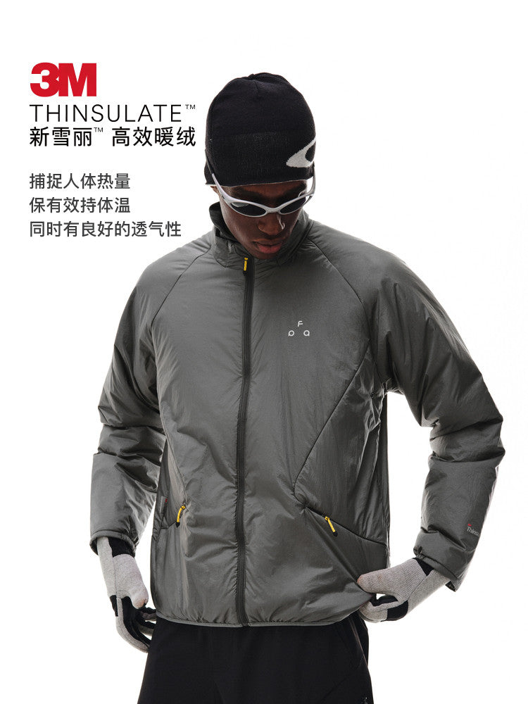 FPA 3M Thinsulate Quilted Zip-Up Cotton Jacket with Contrast Trim and Triangle Logo, Retro Sports Stand Collar, Autumn/Winter