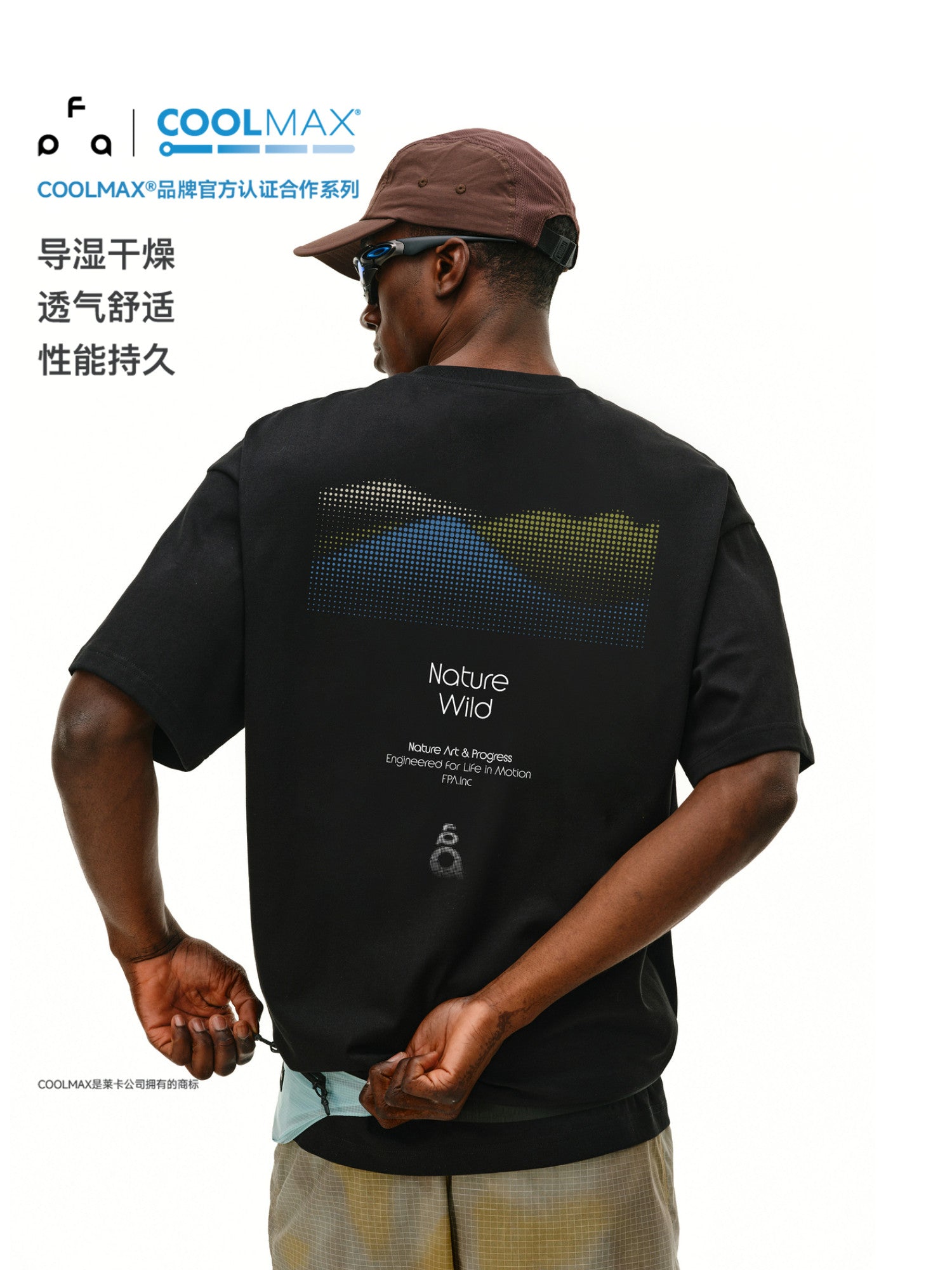 FPA Polka Dot Mountain Graphic Color-Block COOLMAX Athletic Short Sleeve T-Shirt for Men and Women, Quick-Dry Cool Touch Crew Neck