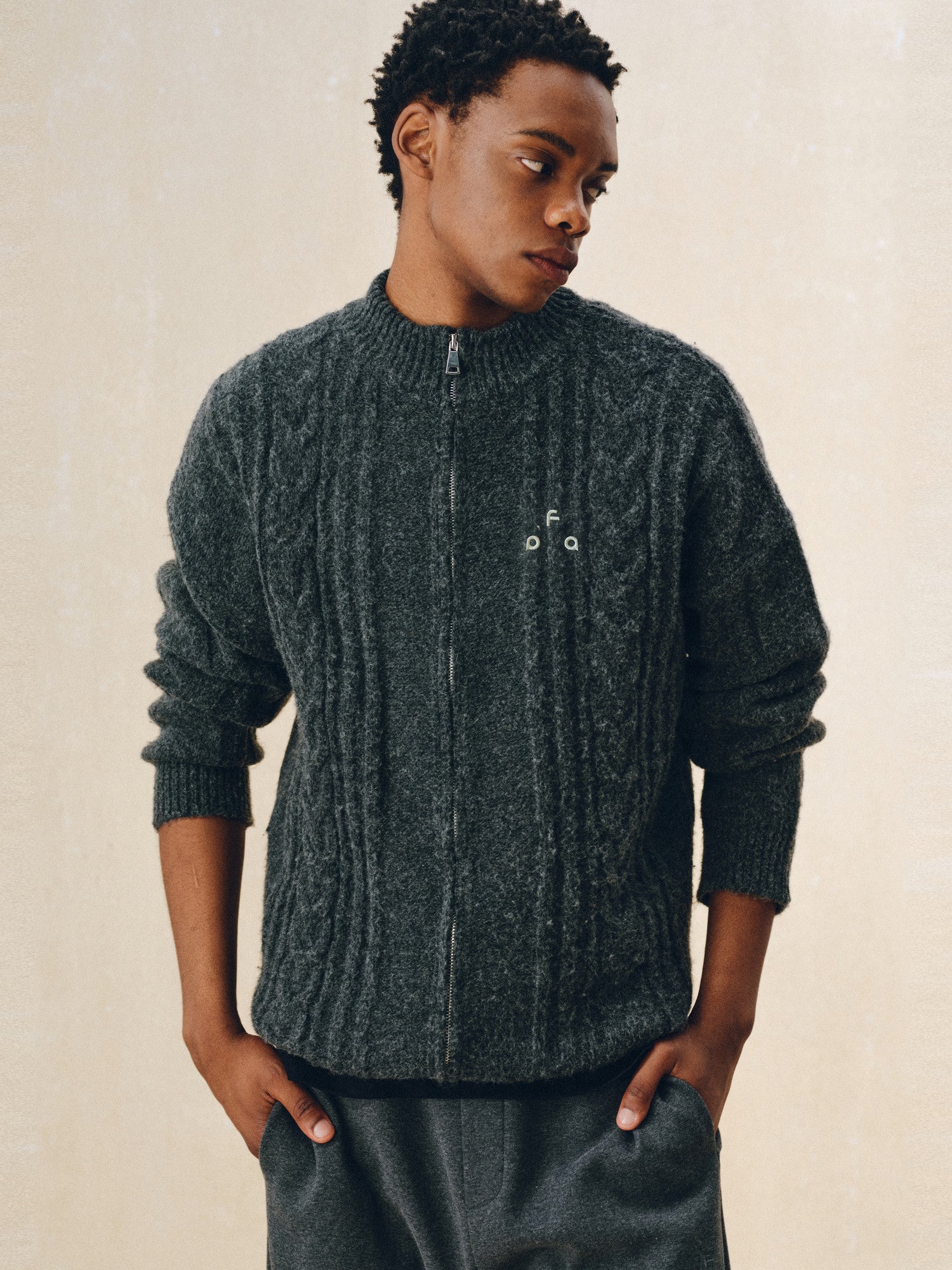 FPA Loose-Fit Chunky Yarn Zip-Up Sweater 2026 New Retro Unisex Cardigan Knit Top