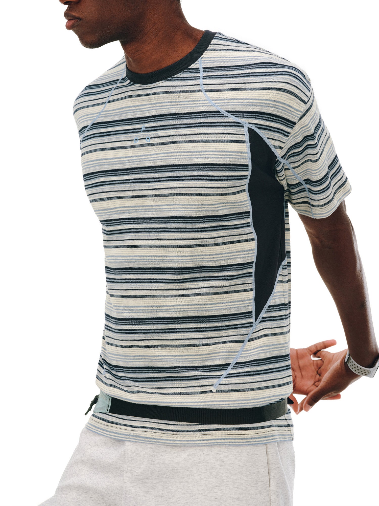 FPA Striped Color-Block Short Sleeve T-Shirt for Men and Women, Outdoor Sports Casual Summer Tee